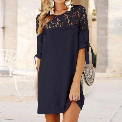 Classy Plain Short Sleeve Mini Dress