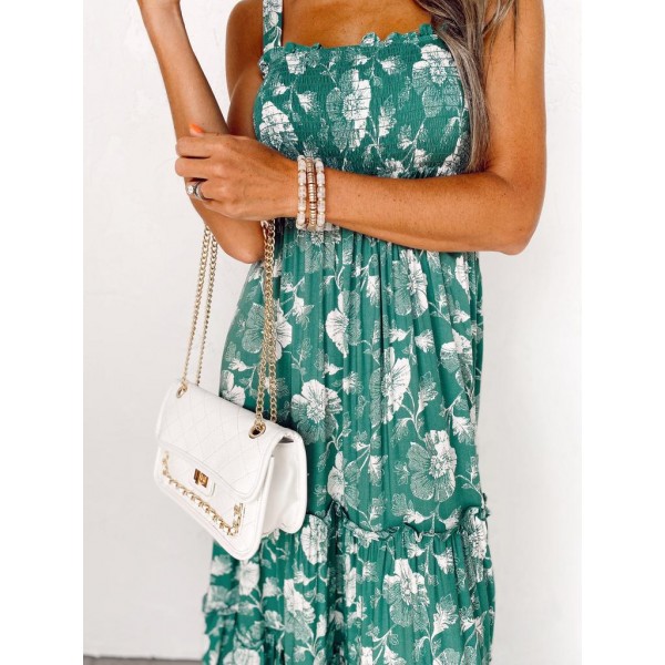 Fresh Print Sleeveless Maxi Dress