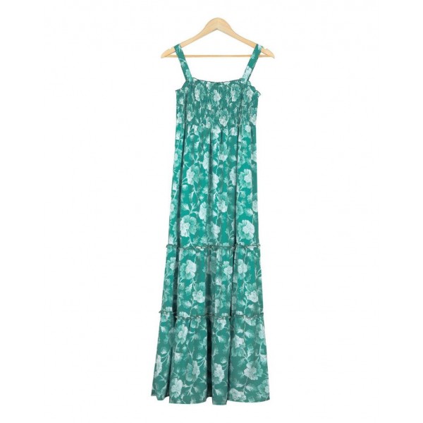 Fresh Print Sleeveless Maxi Dress