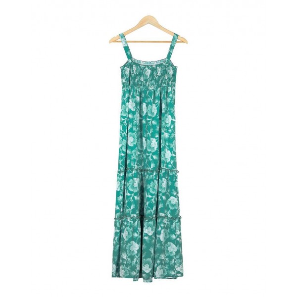 Fresh Print Sleeveless Maxi Dress