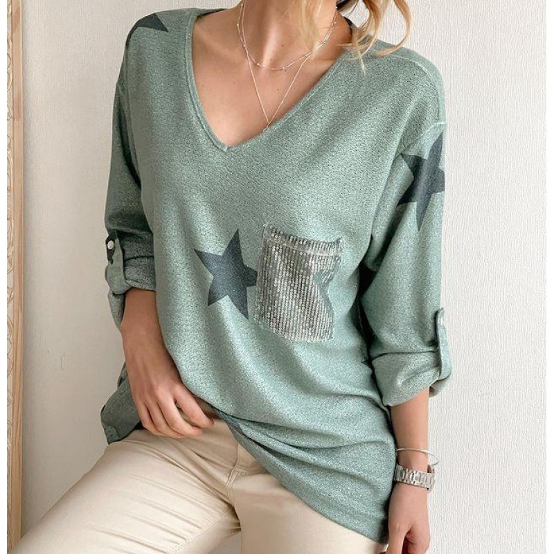 Modern Print Long Sleeve Top