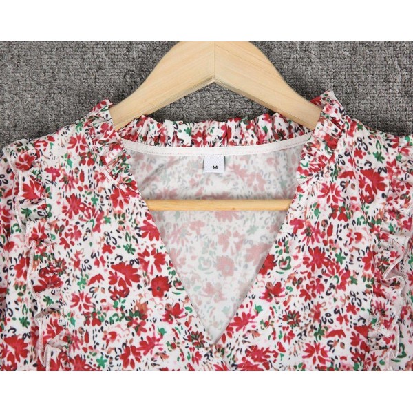 Romantic Floral Print Short Sleeve Top