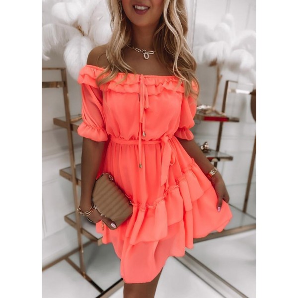 Stunning Plain Short Sleeve Mini Dress