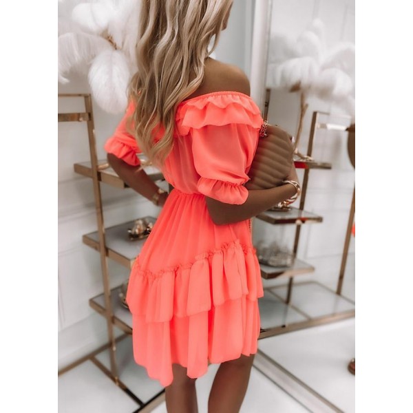 Stunning Plain Short Sleeve Mini Dress