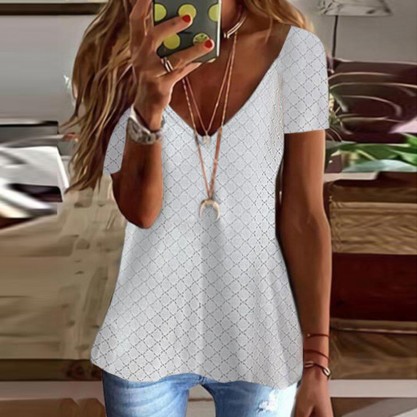 Casual Short Sleeve Solid Top