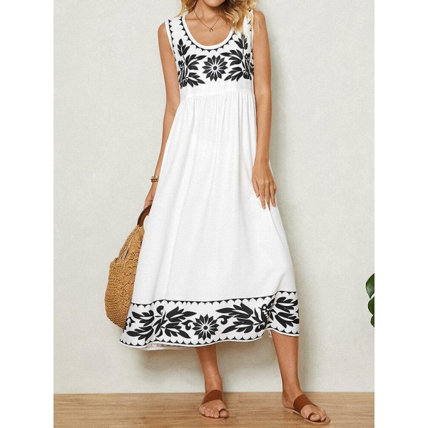 Groovy Print Sleeveless Midi Dress