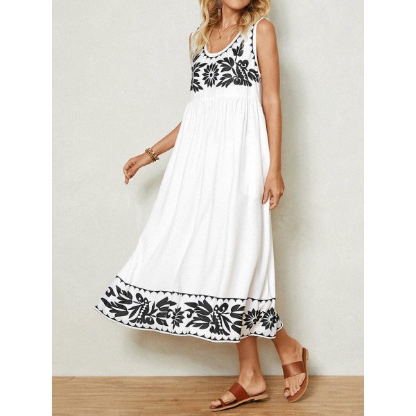 Groovy Print Sleeveless Midi Dress