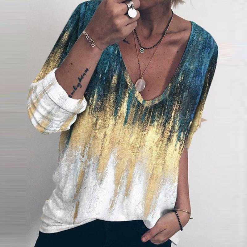 Chic Print Long Sleeve Top