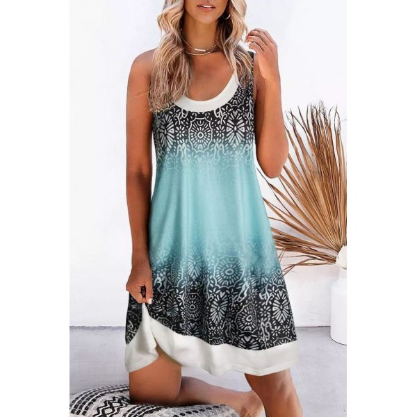 Casual Print Sleeveless Mini Dress