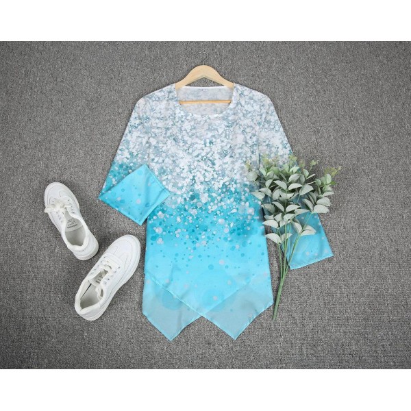 Casual Round Neck Print Long Sleeve Top