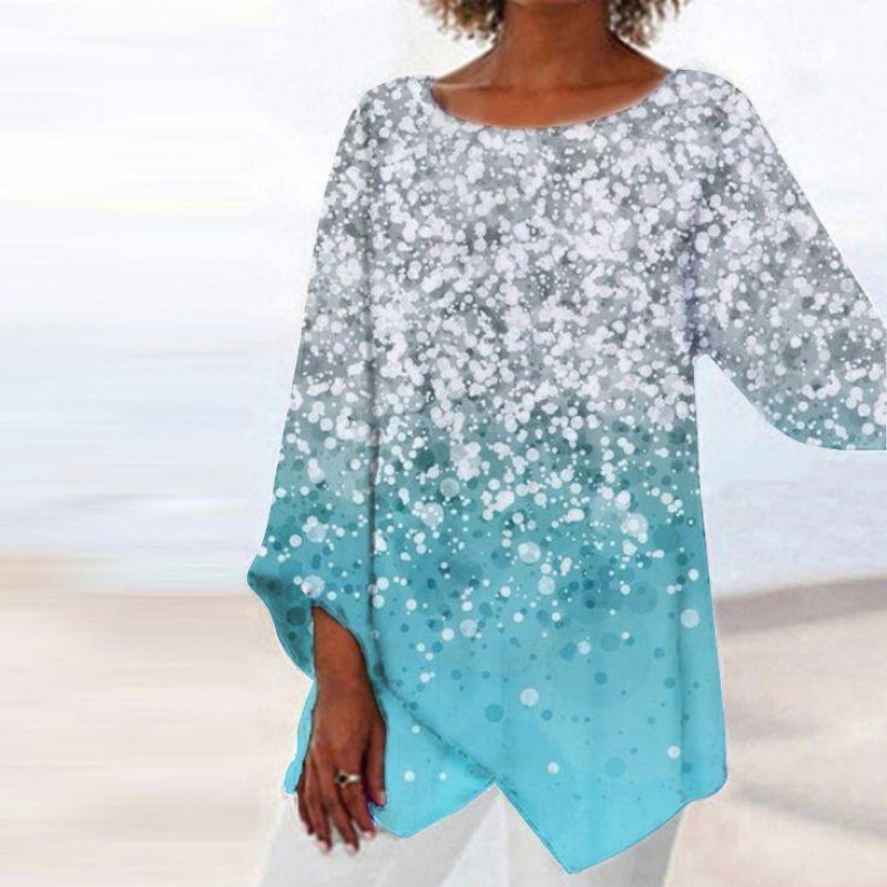 Casual Round Neck Print Long Sleeve Top