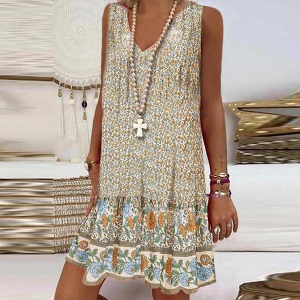 Chic Sleeveless Print Mini Dress