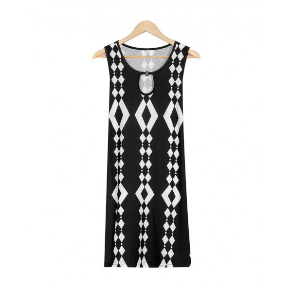 Geometric Print Sleeveless Mini Dress