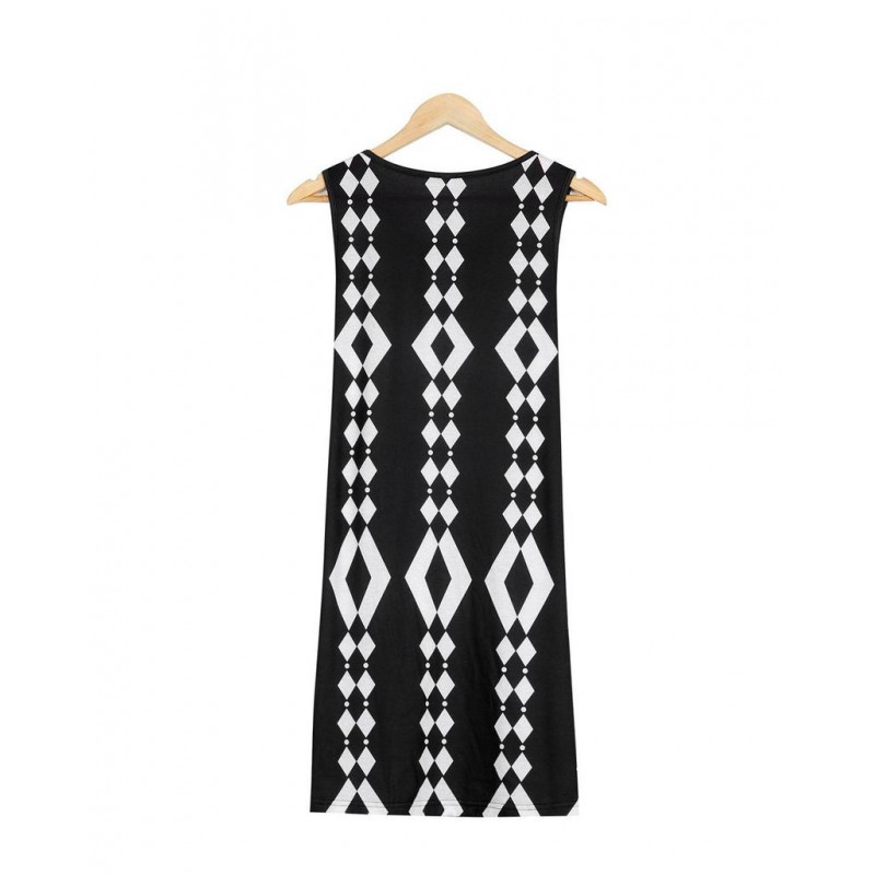 Geometric Print Sleeveless Mini Dress