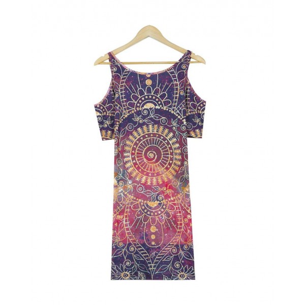 Special Print Short Sleeve Mini Dress