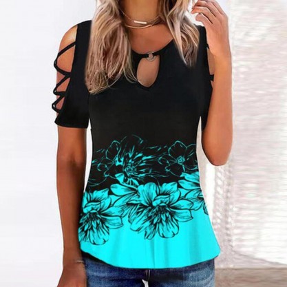 Casual Round Neck Print Top