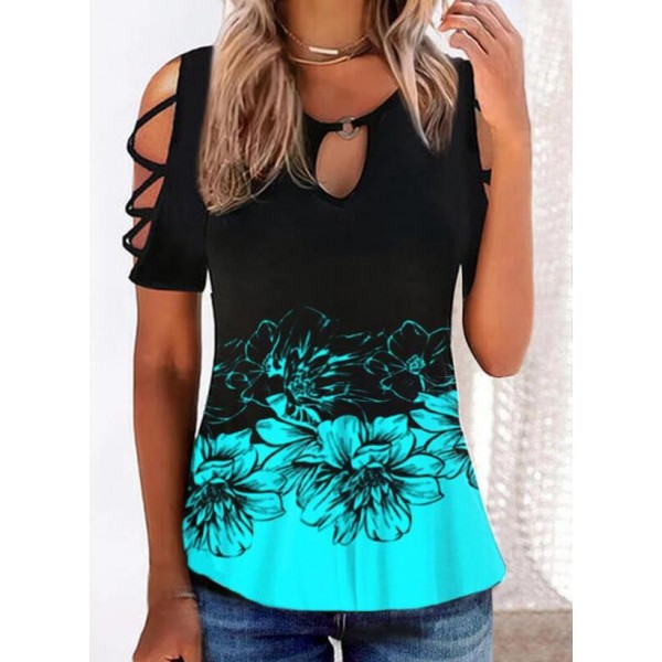 Casual Round Neck Print Top