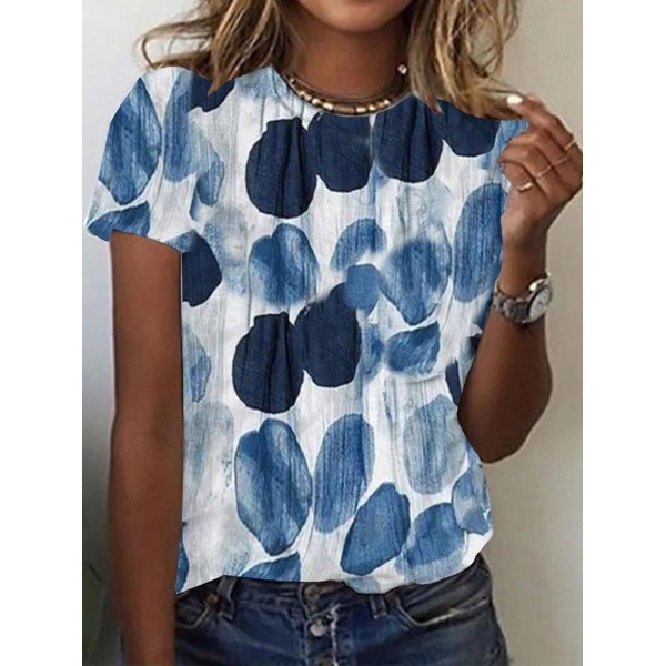 Blue Print Round Neck Top