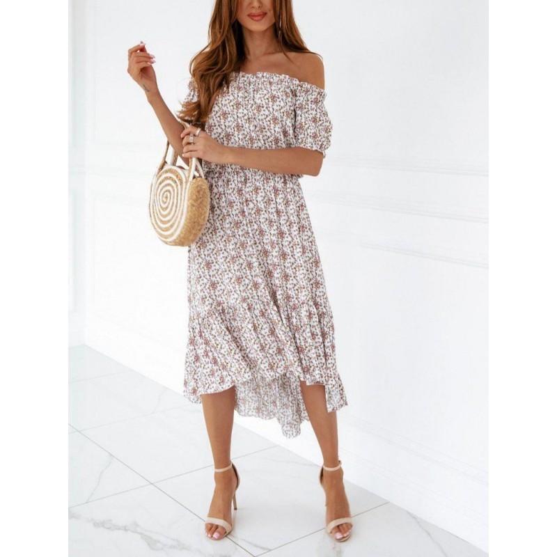 Youthful Print Short Sleeve Midi Dress