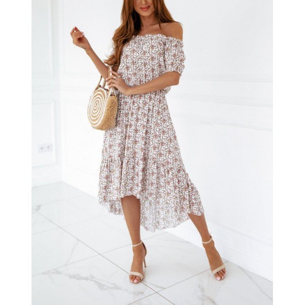 Youthful Print Short Sleeve Midi Dress