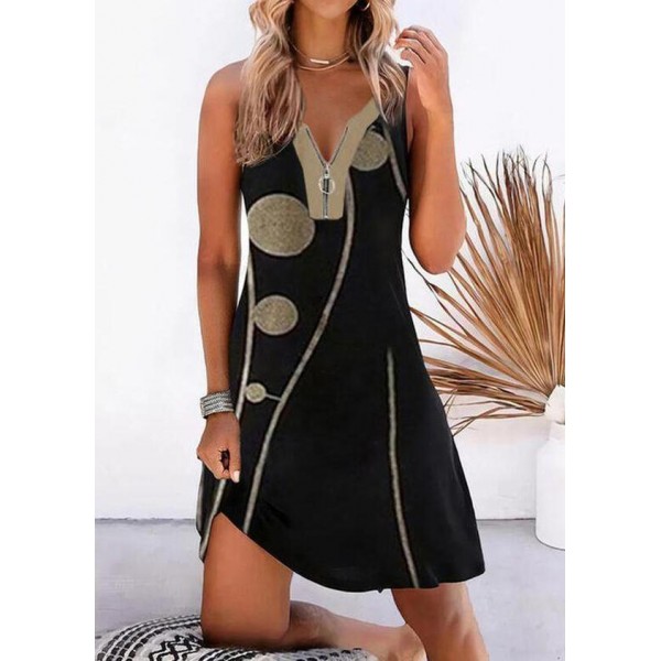 Irregular Print Sleeveless Mini Dress