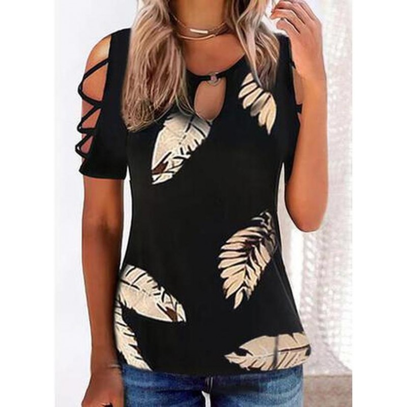 Pretty Round Neck Print Tee