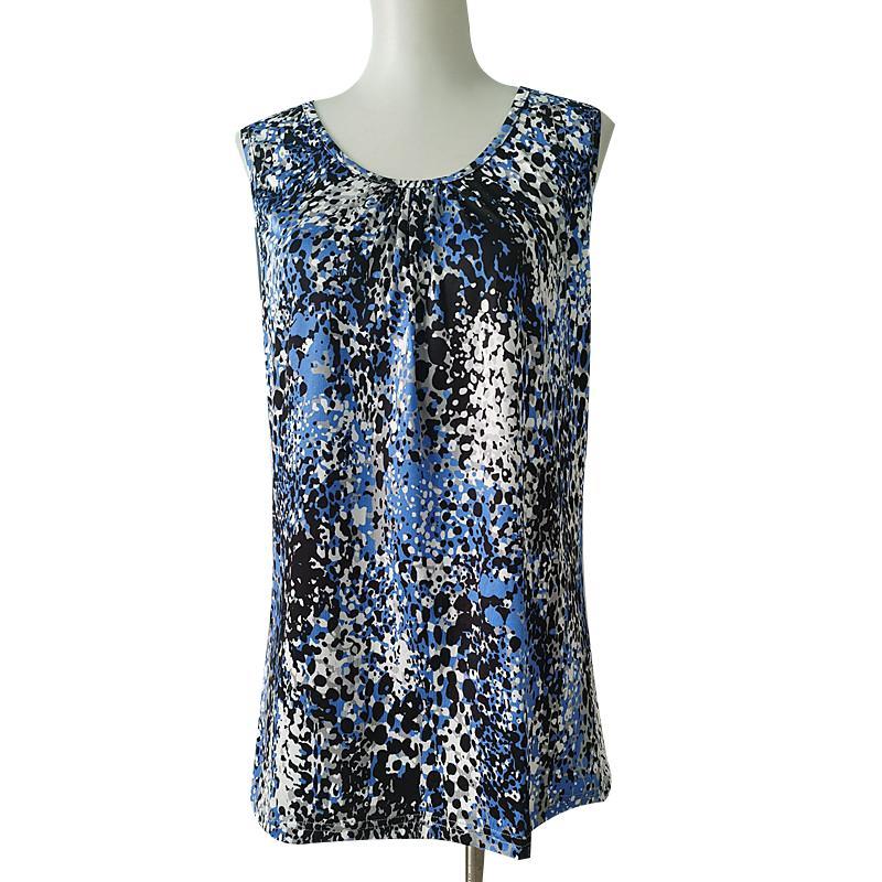 Basic Round Neck Sleeveless Print Top