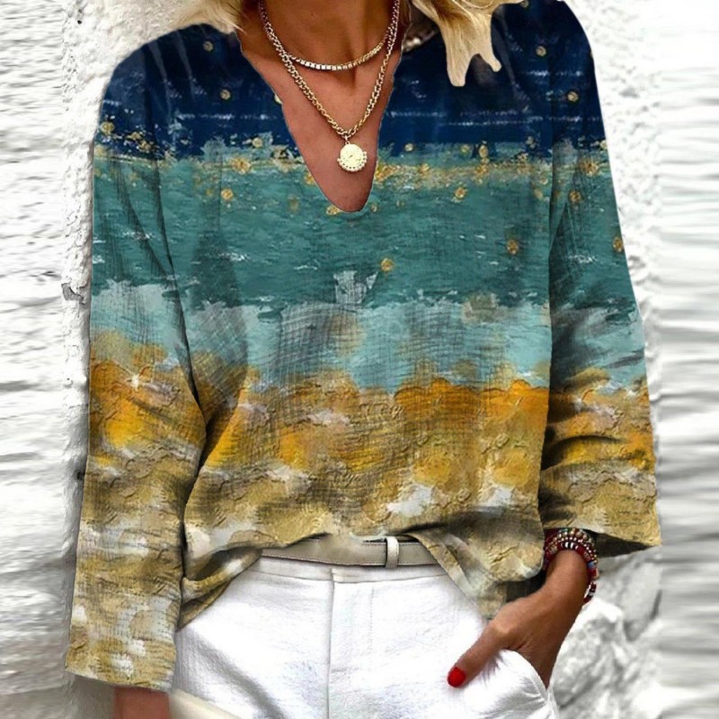 Fashion V-Neck Long Sleeve Top