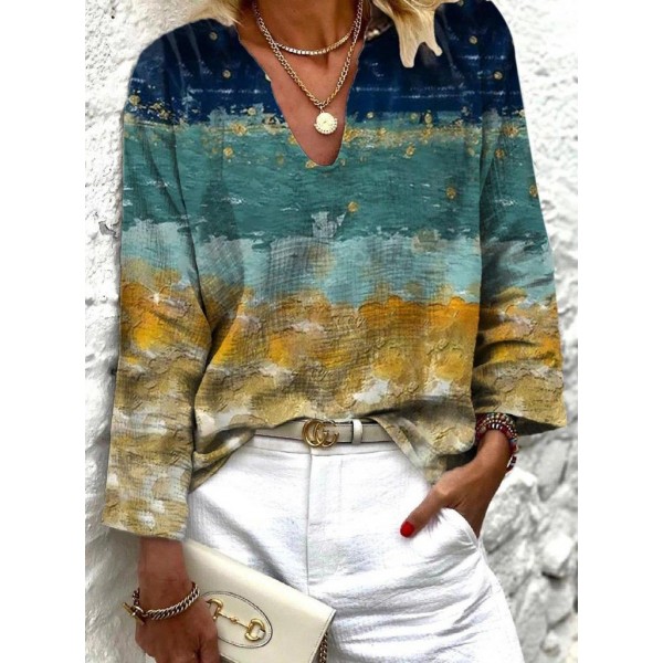 Fashion V-Neck Long Sleeve Top