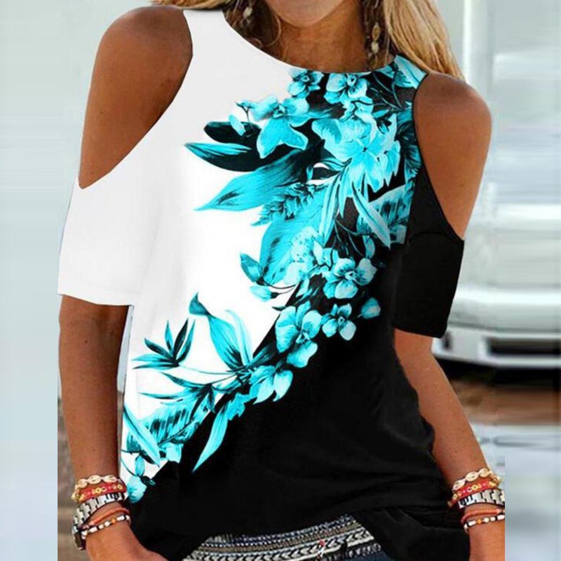 Fashionable Short Sleeve Print Top