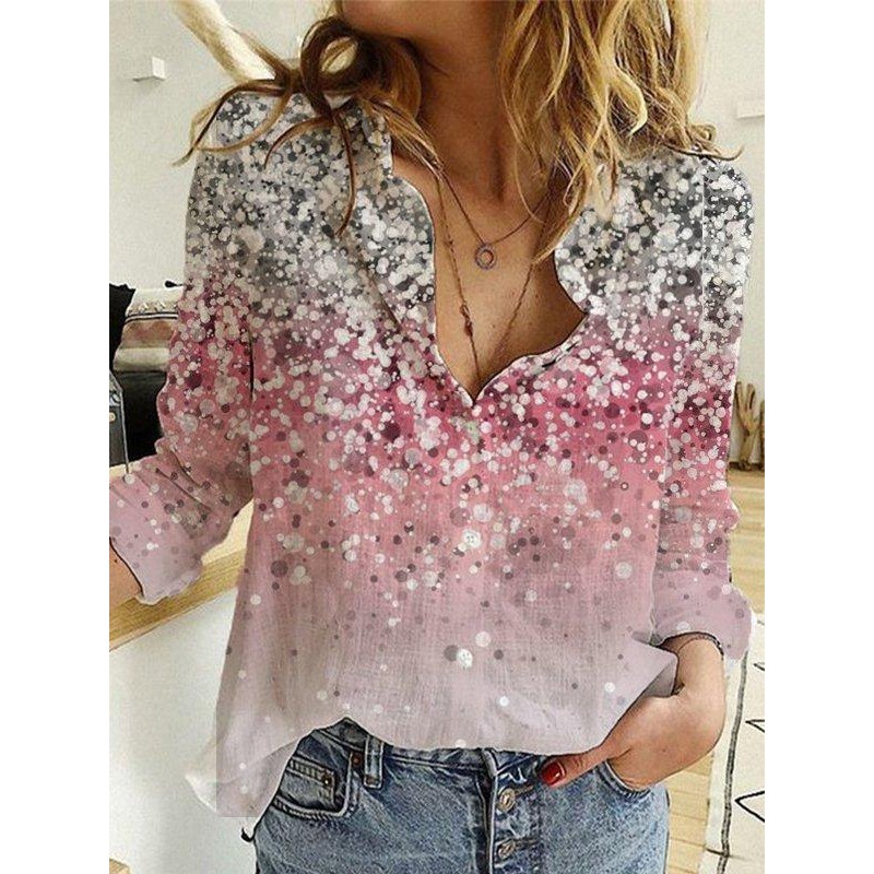 Casual Print Long Sleeve Top