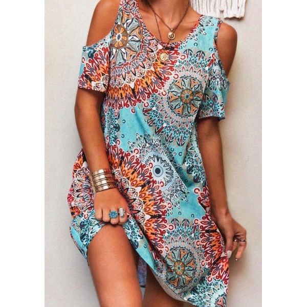 Youthful Print Short Sleeve Mini Dress