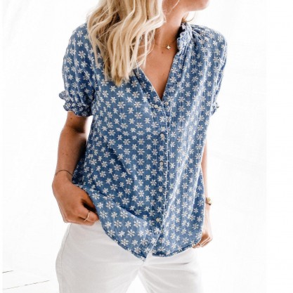 Stylish Short Sleeve V-Neck Top