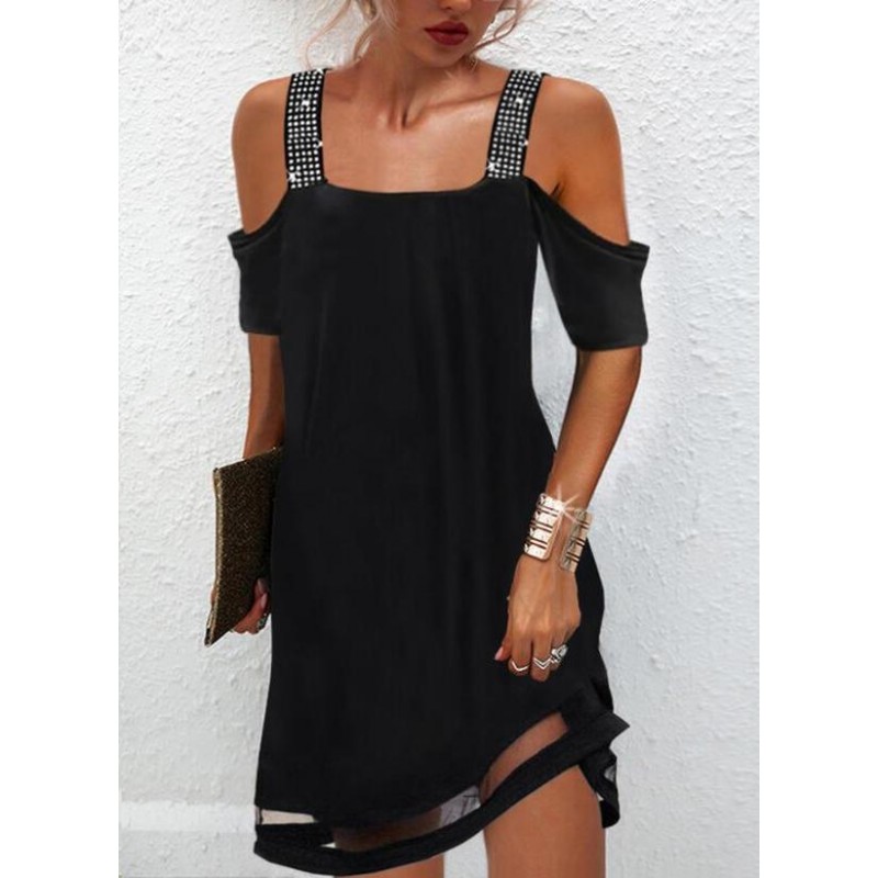 Classy Plain Short Sleeve Mini Dress