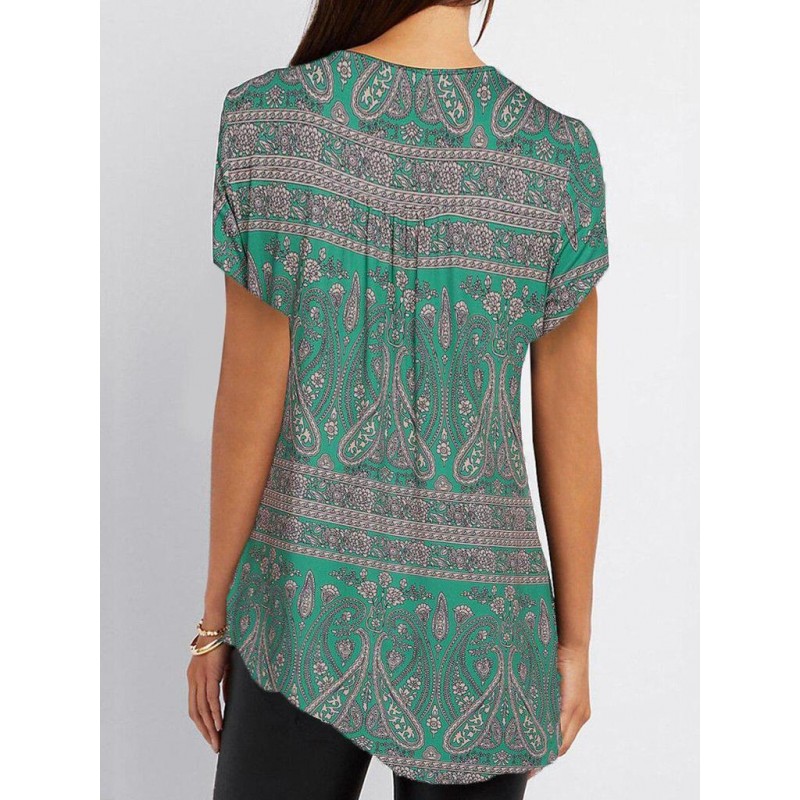 Modern Print Short Sleeve Top