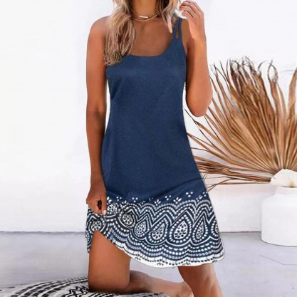 Stylish Print Sleeveless Mini Dress