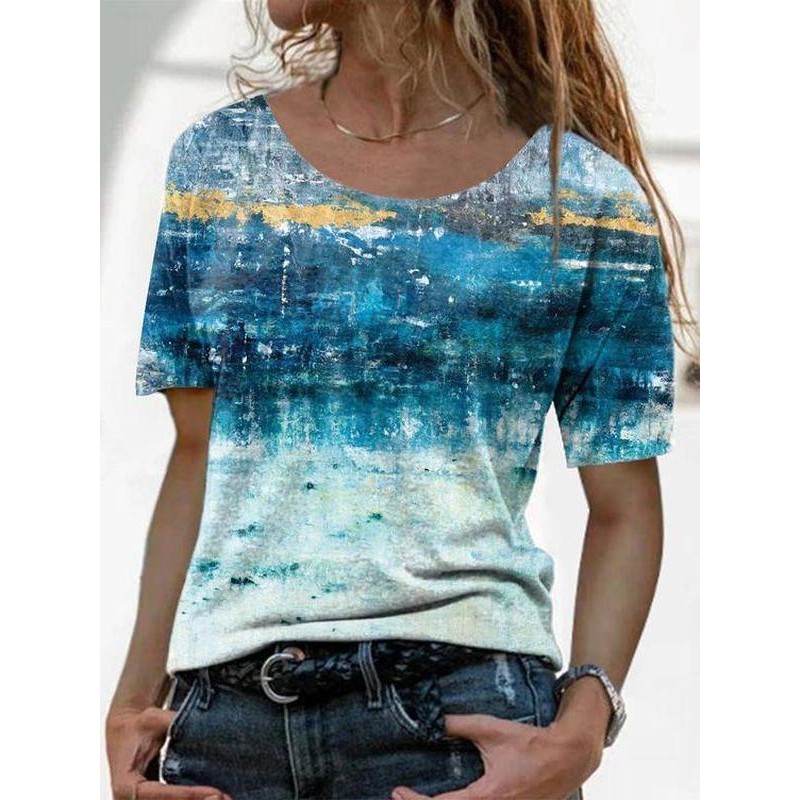 Casual Print Short Sleeve Top