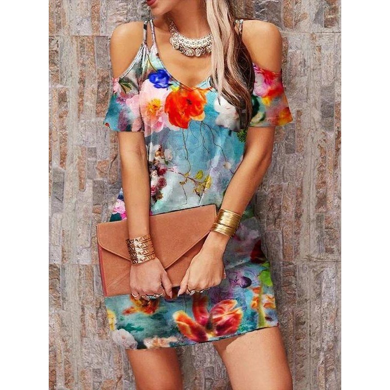 Classy Print Short Sleeve Mini Dress