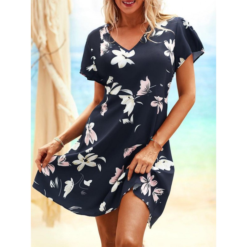 Cool Print Short Sleeve Mini Dress