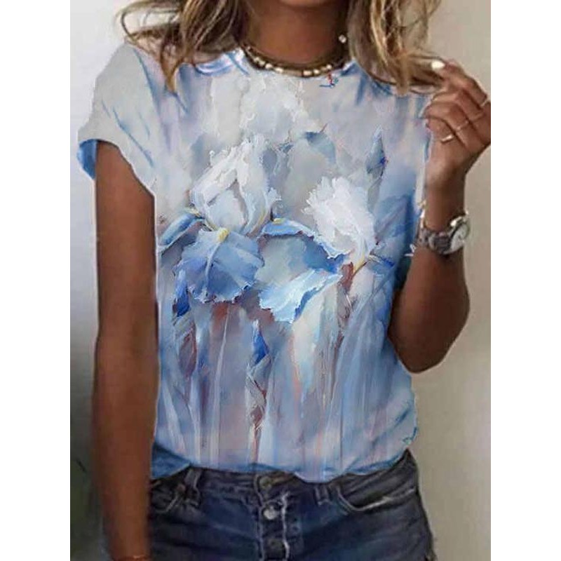 Casual Print Short Sleeve Top