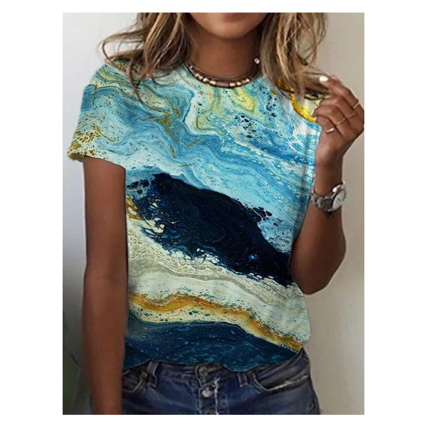 Elegant Print Short Sleeve Top