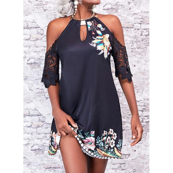 Sexy Print Short Sleeve Mini Dress