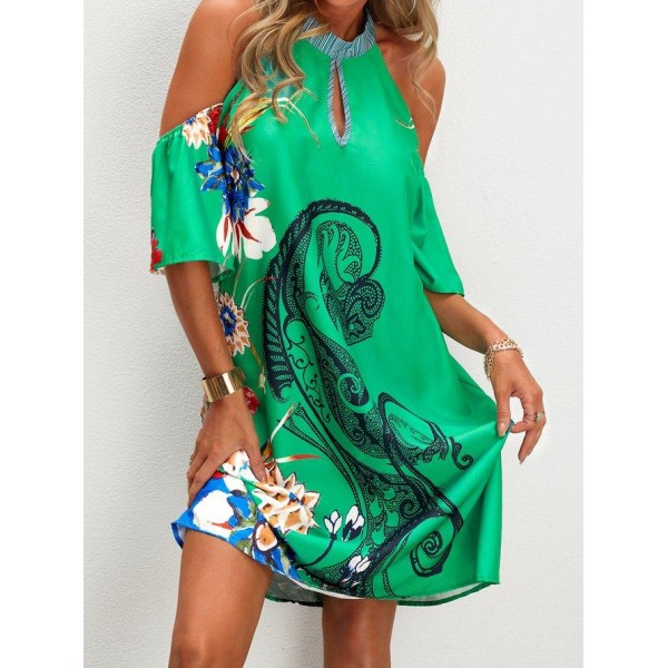 Attractive Short Sleeve Print Mini Dress