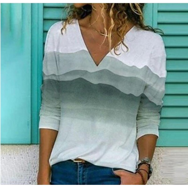 Casual Long Sleeve Print Top