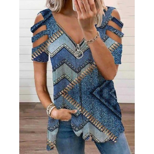 Chic Print Short Sleeve Top