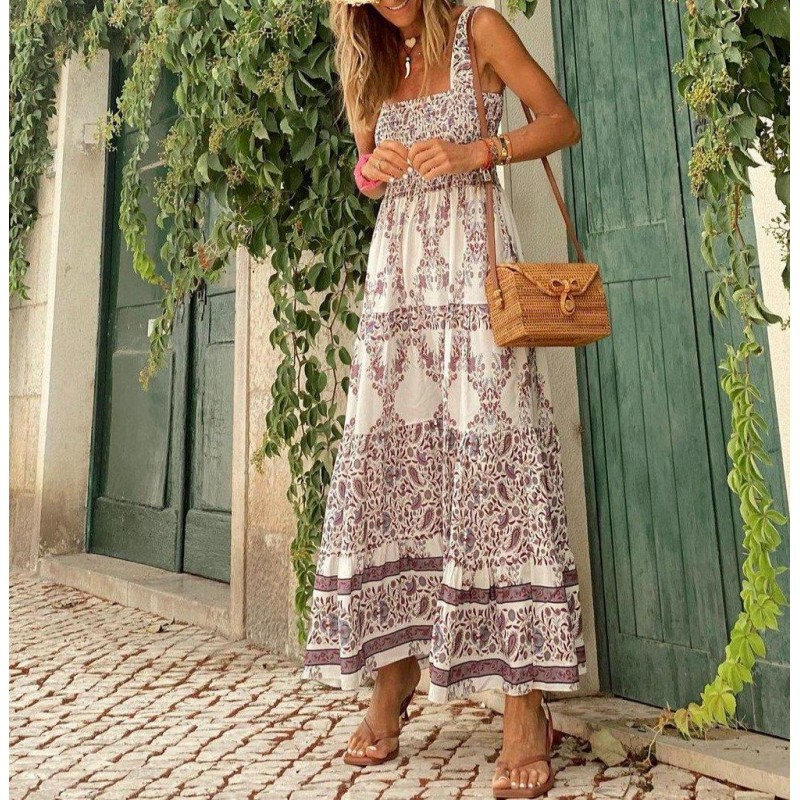 Attractive Print Sleeveless Maxi Dress