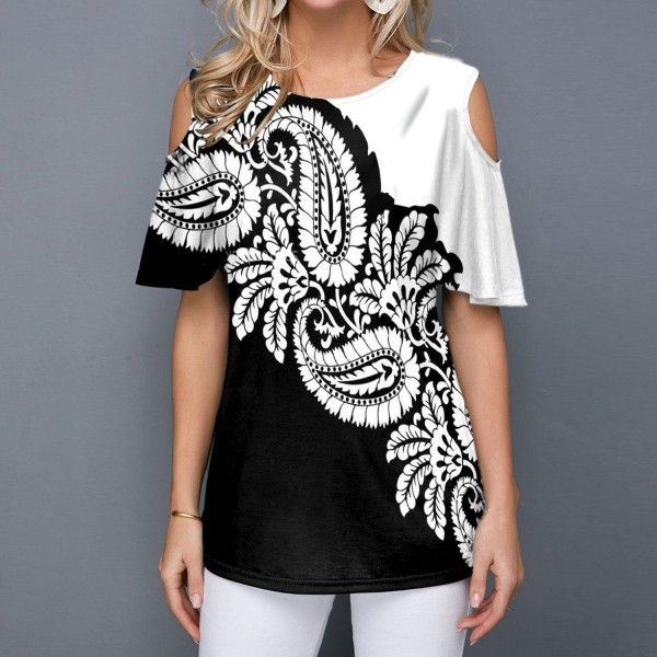 Chic Print Short Sleeve Top