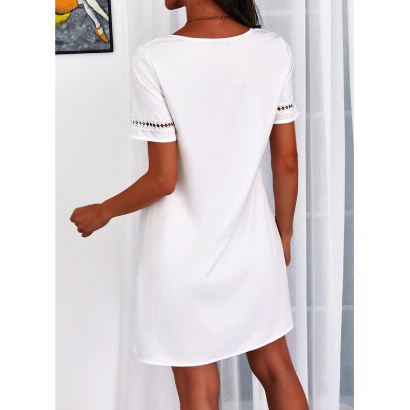 Classy Plain Short Sleeve Mini Dress