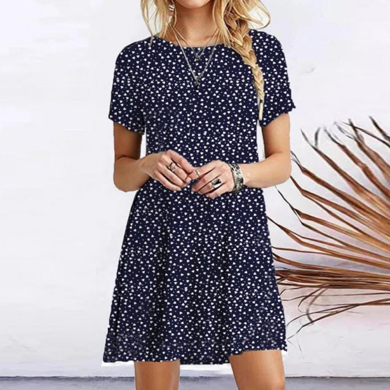 Classy Print Short Sleeve Mini Dress