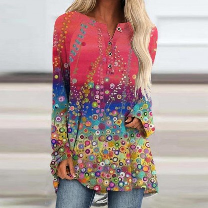 Elegant Print Long Sleeve Top